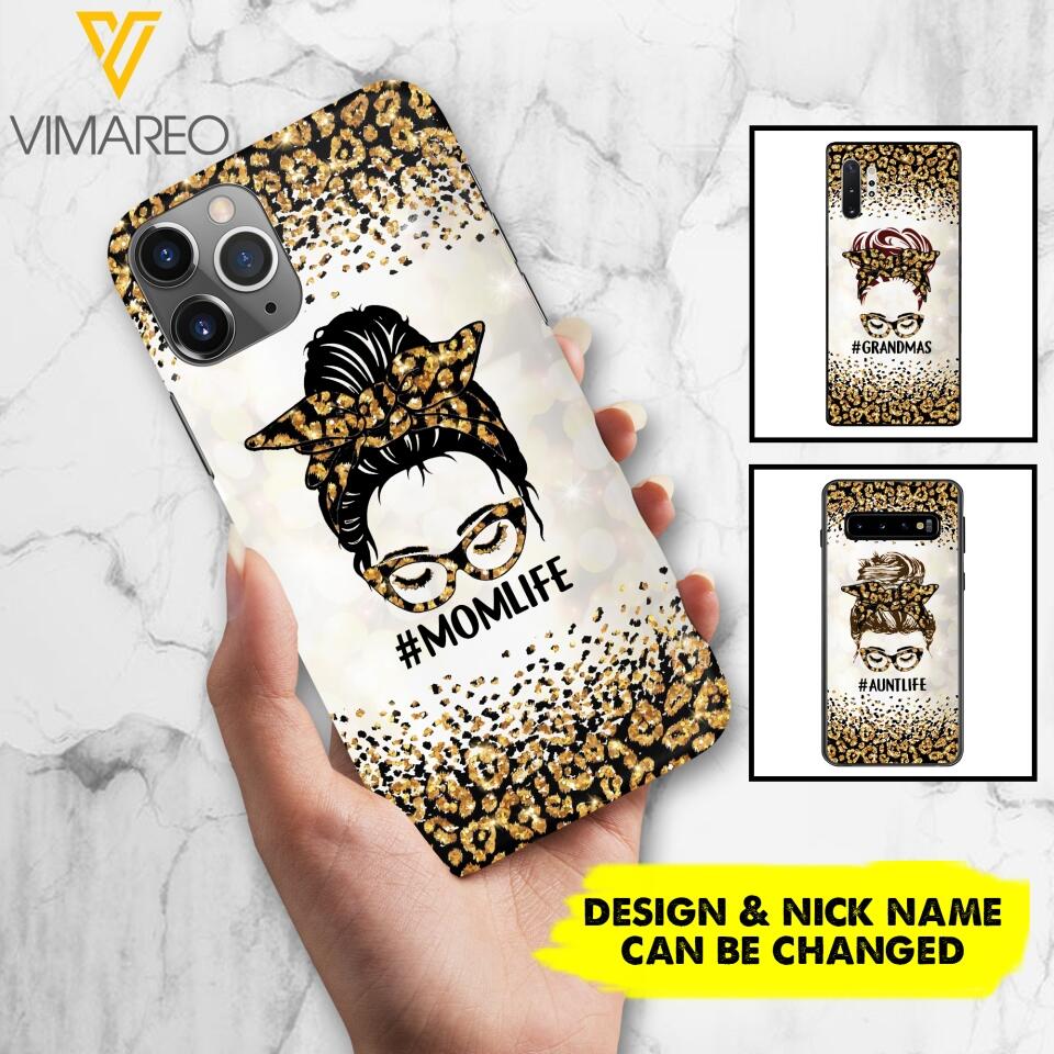 PERSONALIZED MOMLIFE LEOPARD HASHTAG PHONECASE QTHC2304