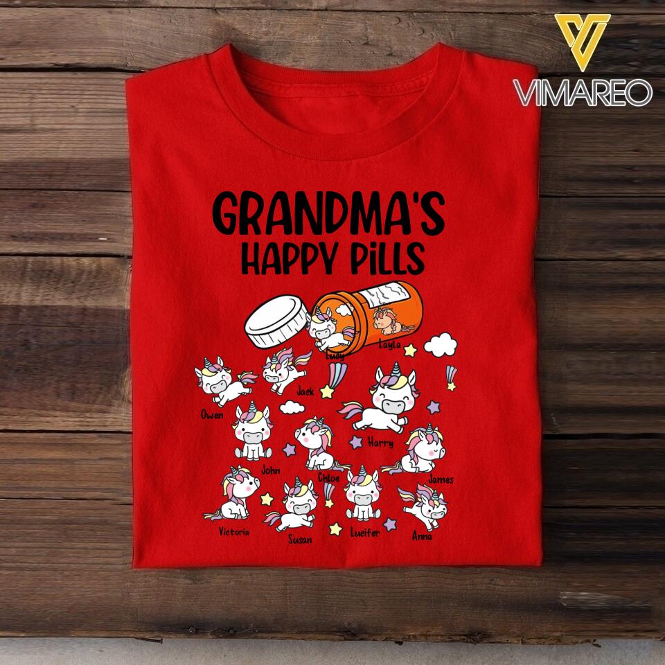 PERSONALIZED GRANDMA'S HAPPY PILLS UNICONS  TSHIRT QTHC2504