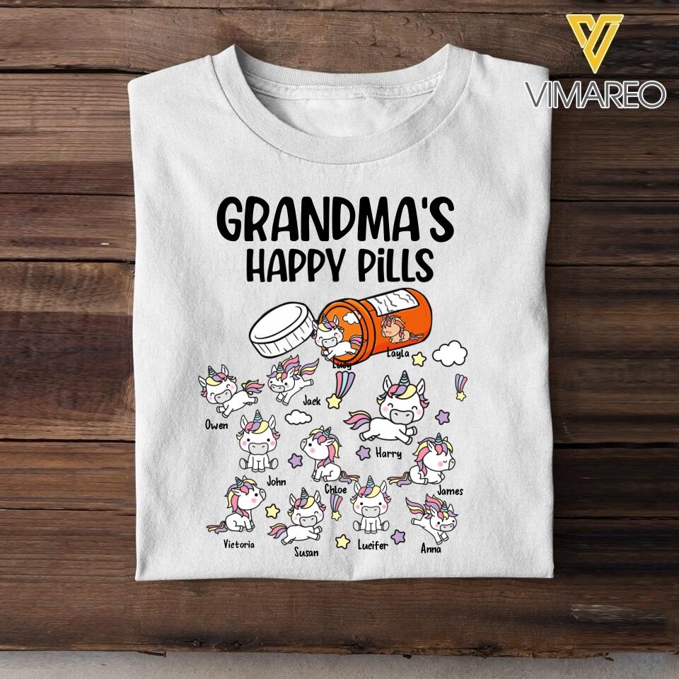 PERSONALIZED GRANDMA'S HAPPY PILLS UNICONS  TSHIRT QTHC2504