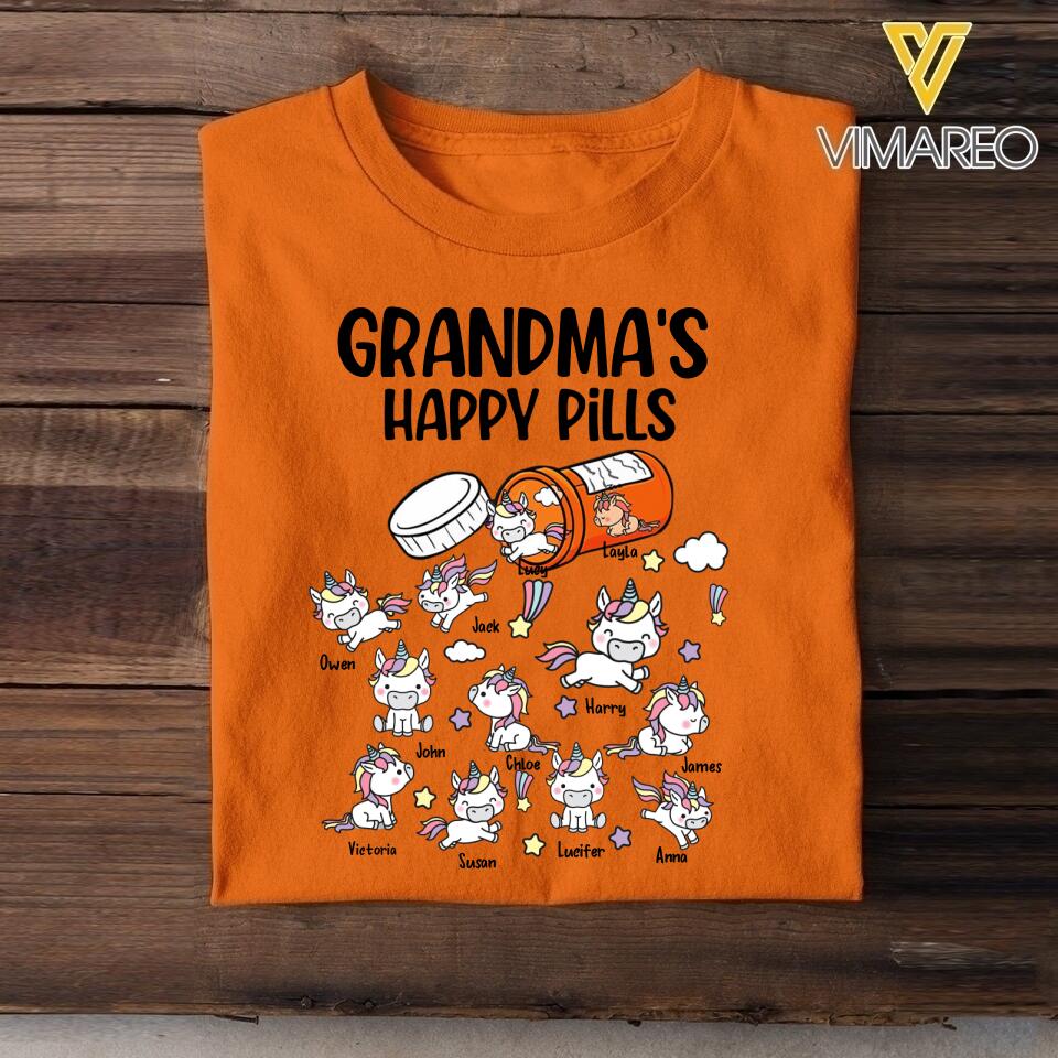 PERSONALIZED GRANDMA'S HAPPY PILLS UNICONS  TSHIRT QTHC2504