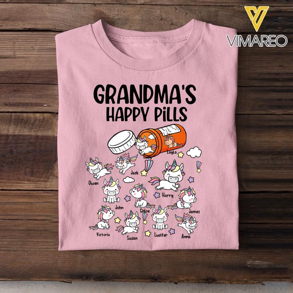 PERSONALIZED GRANDMA'S HAPPY PILLS UNICONS  TSHIRT QTHC2504