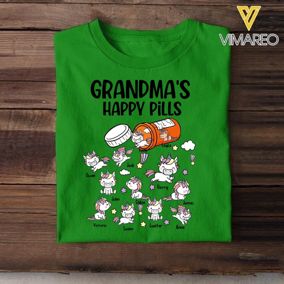 PERSONALIZED GRANDMA'S HAPPY PILLS UNICONS  TSHIRT QTHC2504