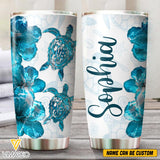 PERSONALIZED TURTLE FLOWER TUMBLER QTVQ2604