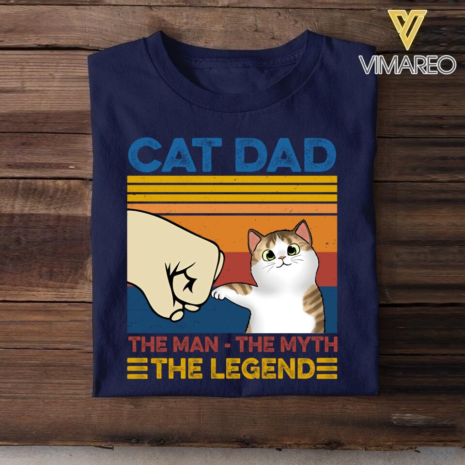 PERSONALIZED CAT DAD THE MAN THE MYTH THE LEGEND TSHIRT QTDT2804