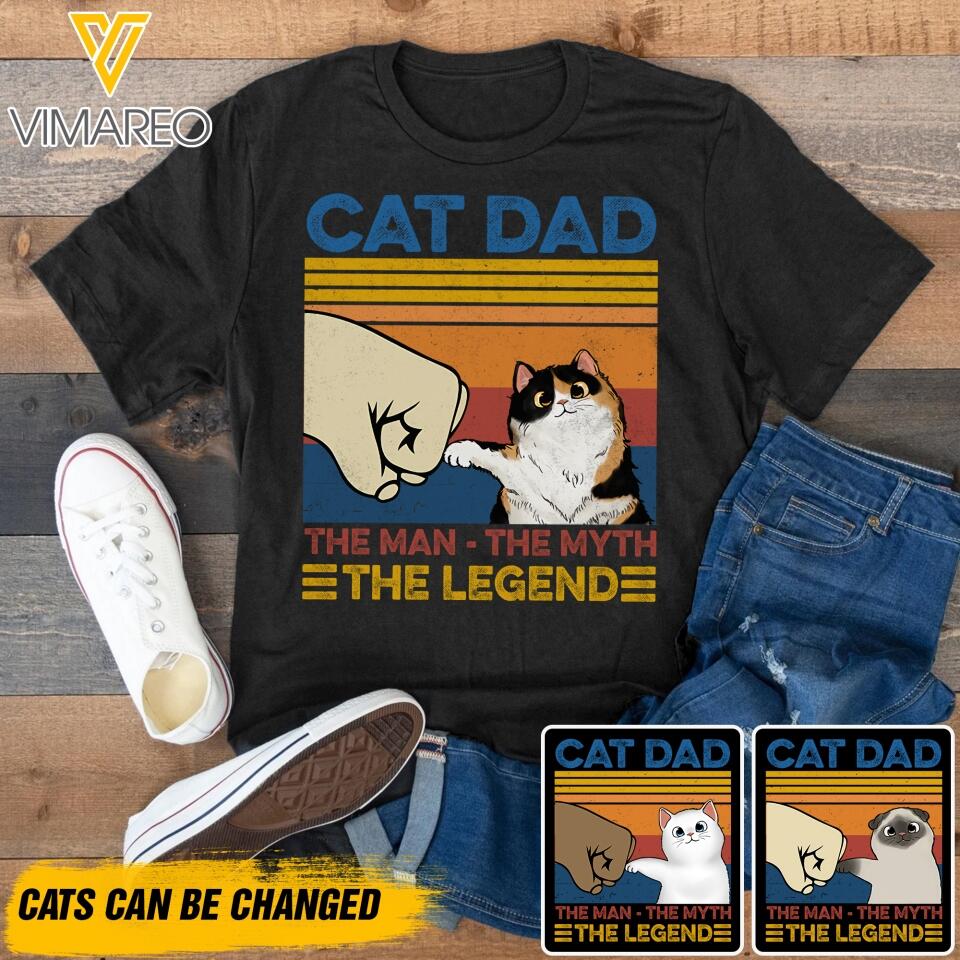 PERSONALIZED CAT DAD THE MAN THE MYTH THE LEGEND TSHIRT QTDT2804