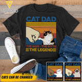 PERSONALIZED CAT DAD THE MAN THE MYTH THE LEGEND TSHIRT QTDT2804