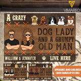 Personalized A Crazy Dog Lady And A Grumpy Old Man Live Here Doormat 22APR-HC29