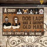 Personalized A Crazy Dog Lady And A Grumpy Old Man Live Here Doormat 22APR-HC29