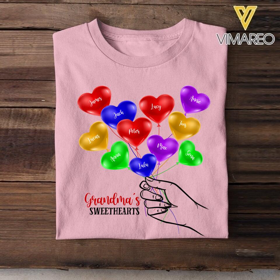 PERSONALIZED GRANDMA'S SWEETHEARTS KID NAME TSHIRT QTDT0505