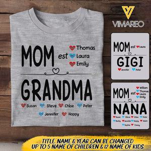 PERSONALIZED MOM GRANDMA KID NAME WITH YEAR OF BIRTH TSHIRT QTDT0505