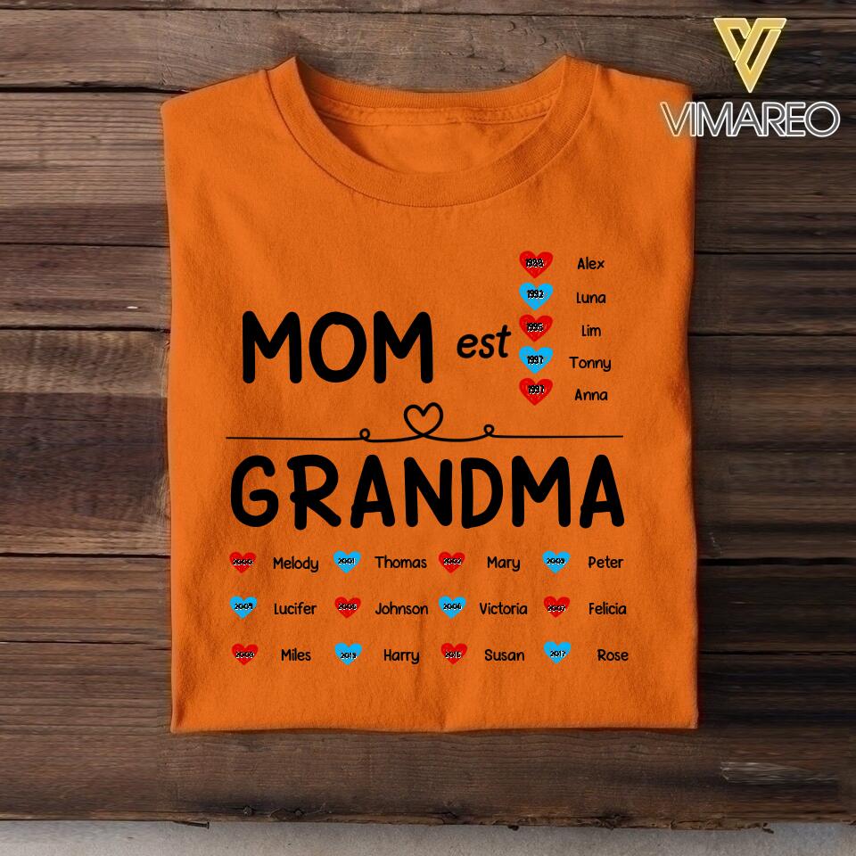 PERSONALIZED MOM GRANDMA KID NAME WITH YEAR OF BIRTH TSHIRT QTDT0505