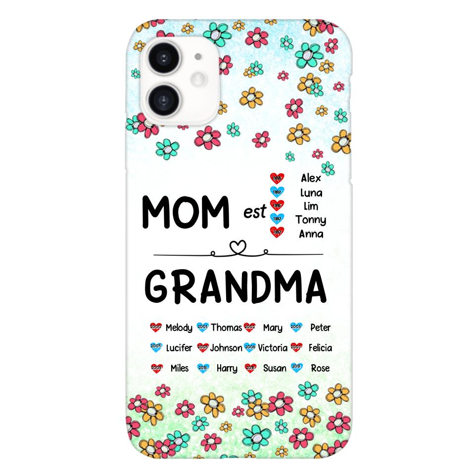 PERSONALIZED MOM GRANDMA KID NAME WITH YEAR OF BIRTH PHONECASE QTDT0605