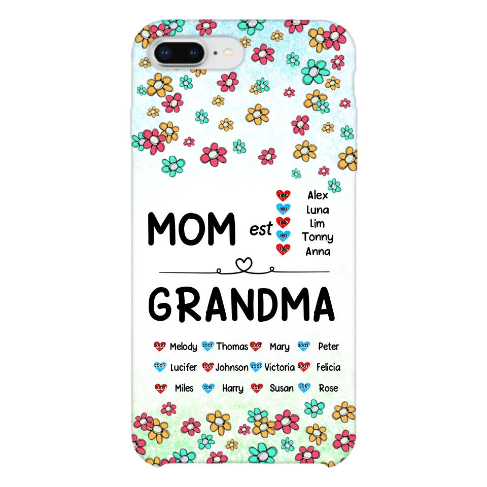 PERSONALIZED MOM GRANDMA KID NAME WITH YEAR OF BIRTH PHONECASE QTDT0605