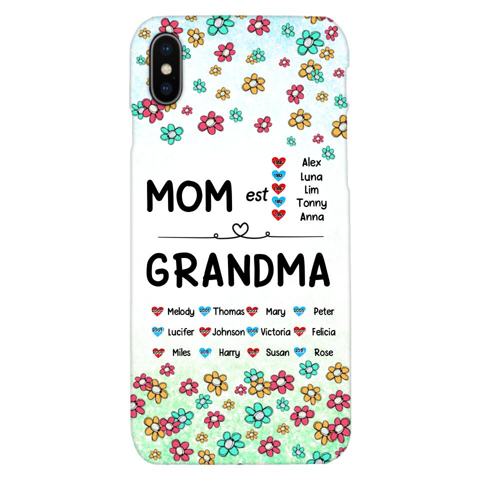 PERSONALIZED MOM GRANDMA KID NAME WITH YEAR OF BIRTH PHONECASE QTDT0605