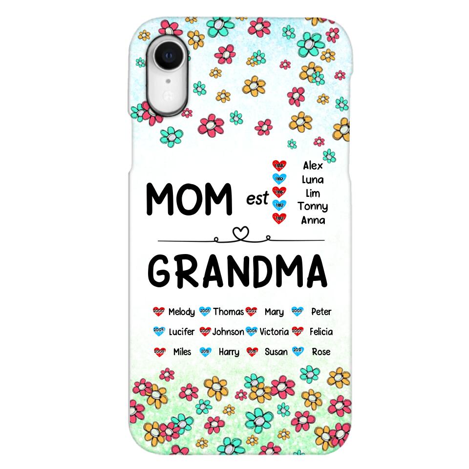 PERSONALIZED MOM GRANDMA KID NAME WITH YEAR OF BIRTH PHONECASE QTDT0605