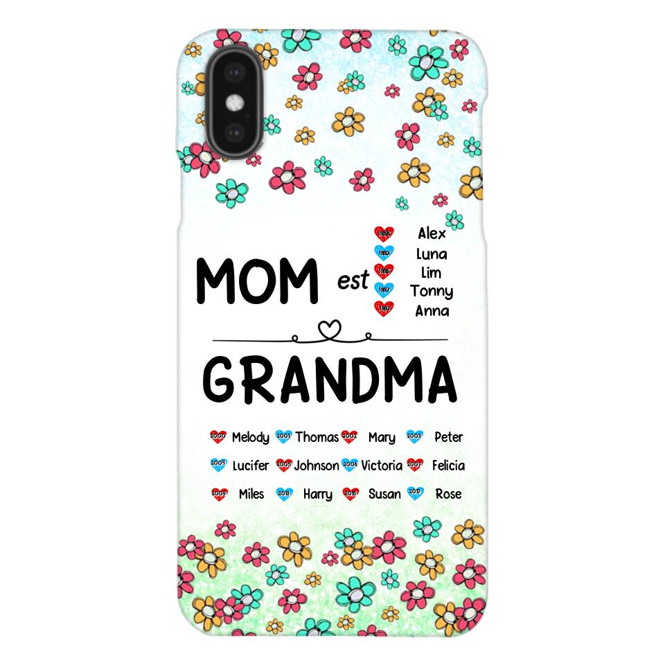 PERSONALIZED MOM GRANDMA KID NAME WITH YEAR OF BIRTH PHONECASE QTDT0605