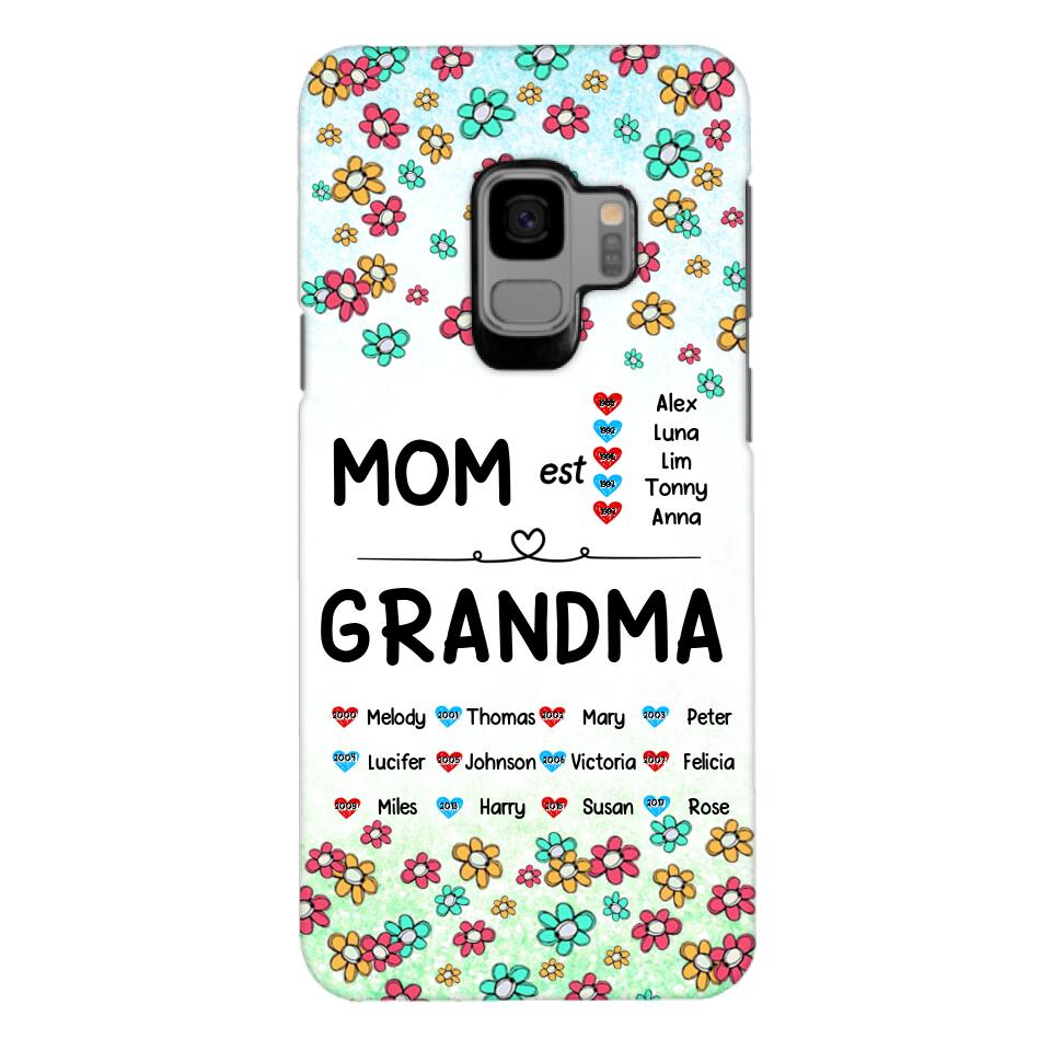 PERSONALIZED MOM GRANDMA KID NAME WITH YEAR OF BIRTH PHONECASE QTDT0605