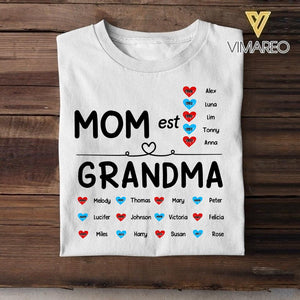 PERSONALIZED MOM GRANDMA KID NAME WITH YEAR OF BIRTH TSHIRT QTDT0505