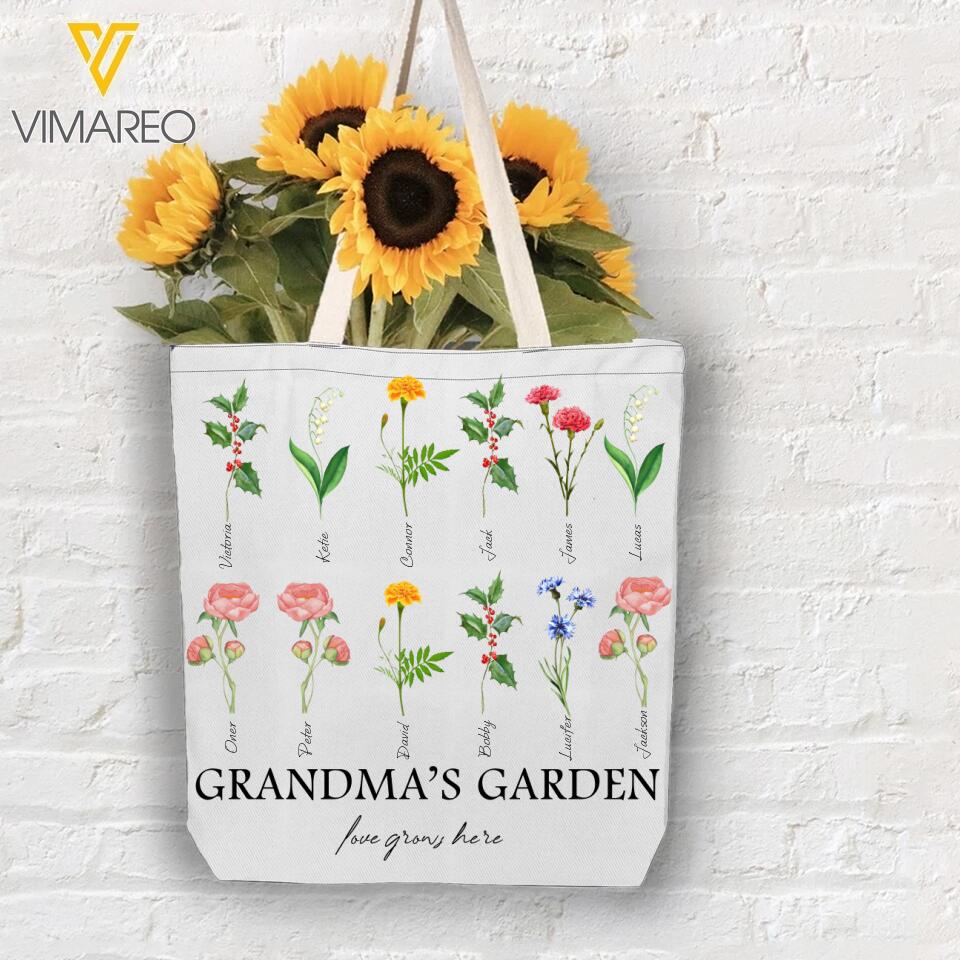 PERSONALIZED GRANDMA'S GARDEN KID NAME TOTE BAG NQHC0705