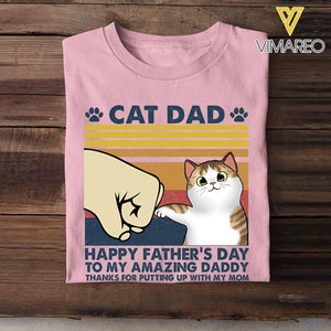 PERSONALIZED CAT DAD HAPPY FATHER'S DAY HUMAN SERVANT CAT TSHIRT QTHC0705