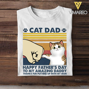 PERSONALIZED CAT DAD HAPPY FATHER'S DAY HUMAN SERVANT CAT TSHIRT QTHC0705