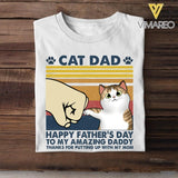 PERSONALIZED CAT DAD HAPPY FATHER'S DAY HUMAN SERVANT CAT TSHIRT QTHC0705