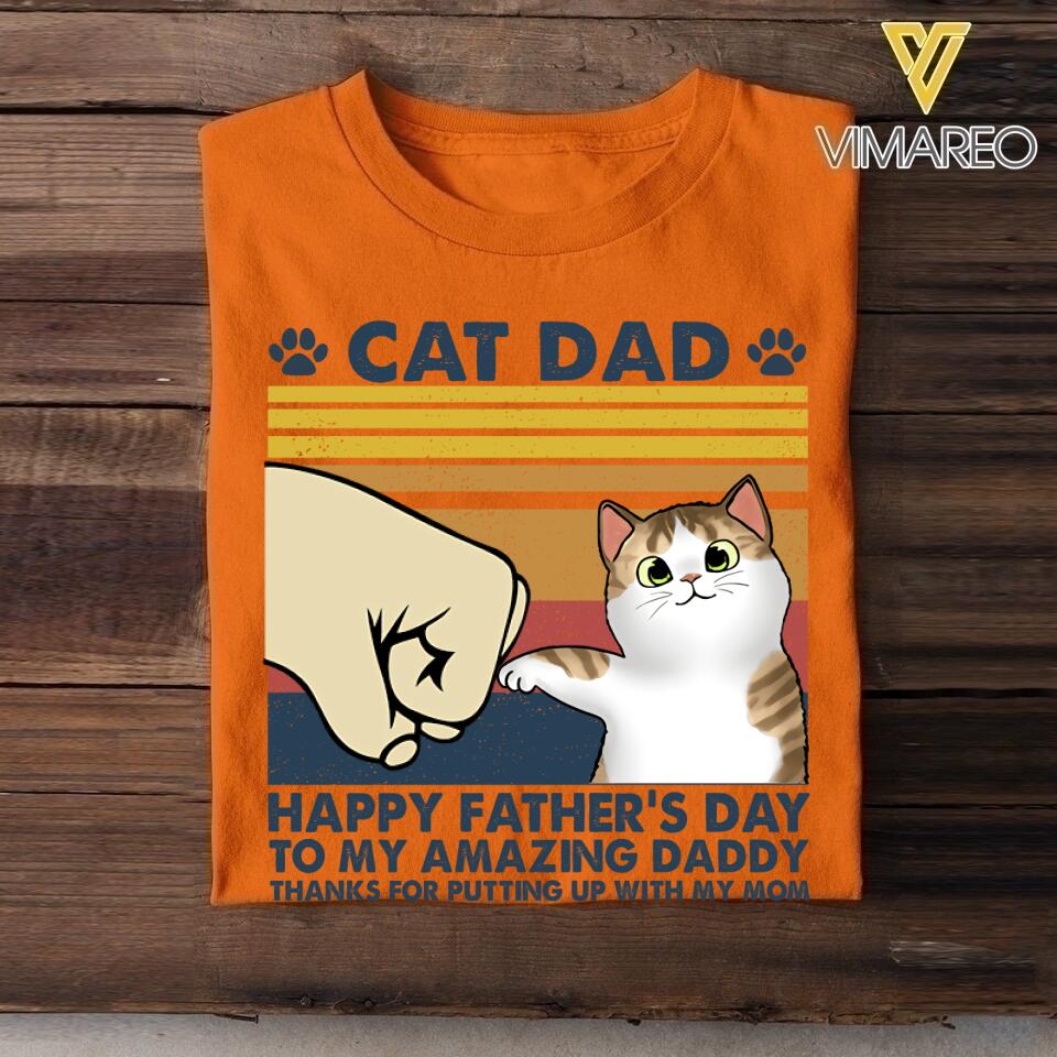 PERSONALIZED CAT DAD HAPPY FATHER'S DAY HUMAN SERVANT CAT TSHIRT QTHC0705