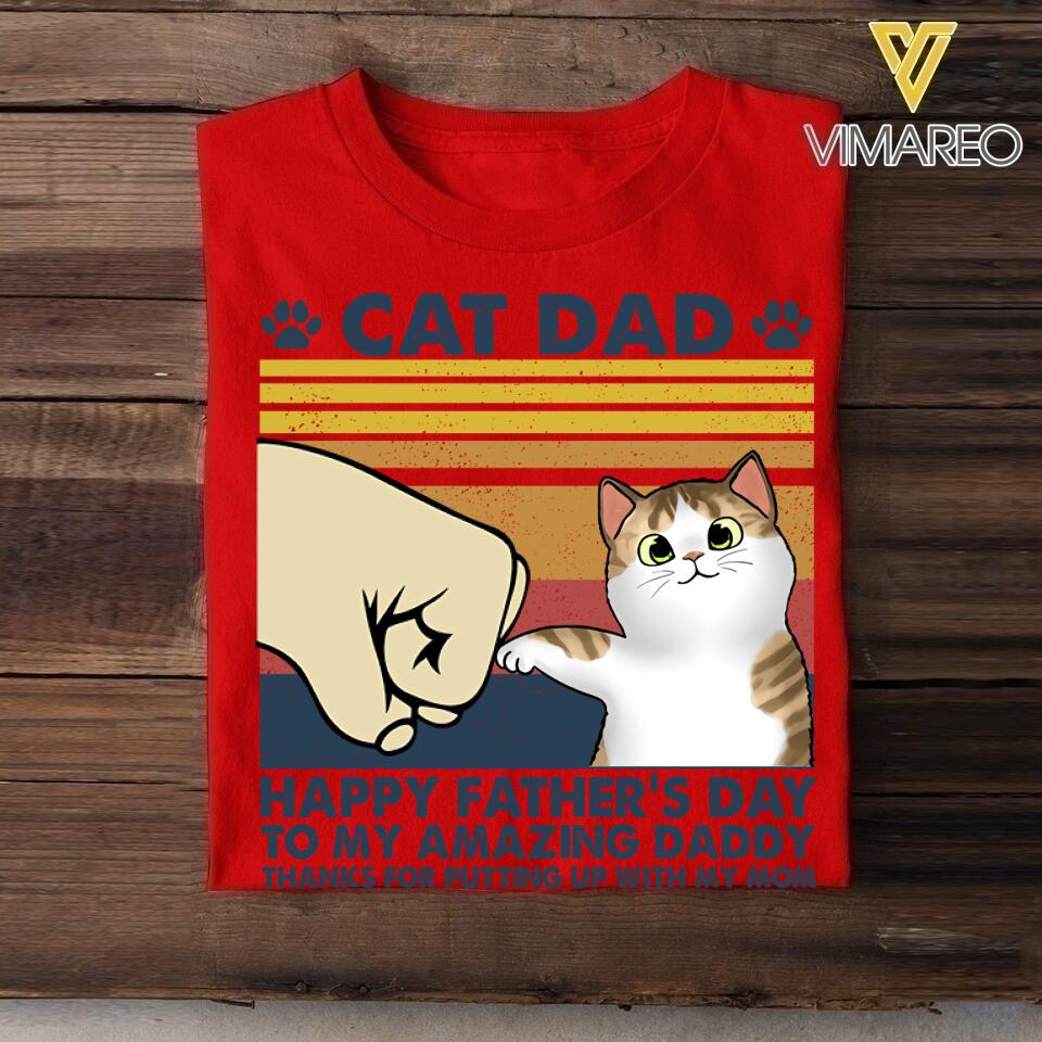 PERSONALIZED CAT DAD HAPPY FATHER'S DAY HUMAN SERVANT CAT TSHIRT QTHC0705