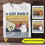 PERSONALIZED CAT DAD HAPPY FATHER'S DAY HUMAN SERVANT CAT TSHIRT QTHC0705