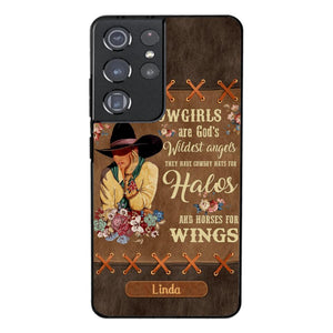 PERSONALIZED COWGIRL ARE GOD'S WILDEST ANGELS HATS FOR HALOS HORSES FOR WINGS PHONECASE QTHC0905