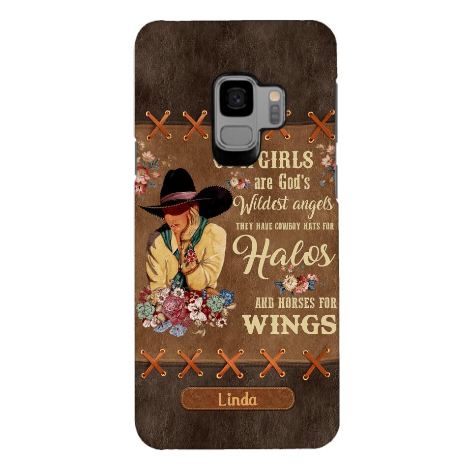 PERSONALIZED COWGIRL ARE GOD'S WILDEST ANGELS HATS FOR HALOS HORSES FOR WINGS PHONECASE QTHC0905