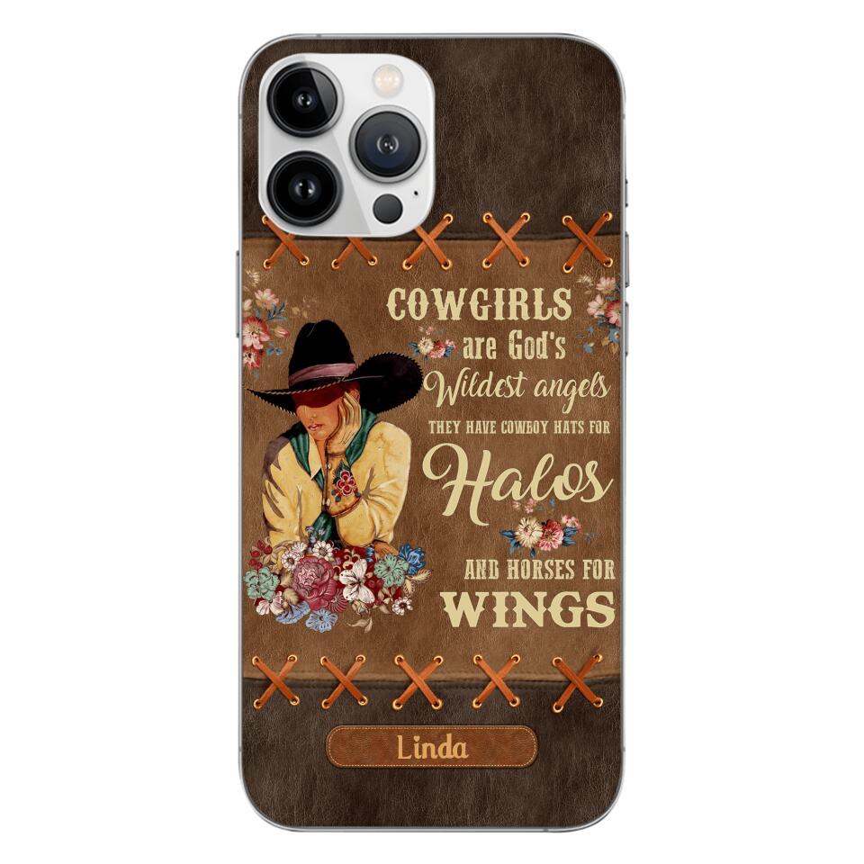 PERSONALIZED COWGIRL ARE GOD'S WILDEST ANGELS HATS FOR HALOS HORSES FOR WINGS PHONECASE QTHC0905