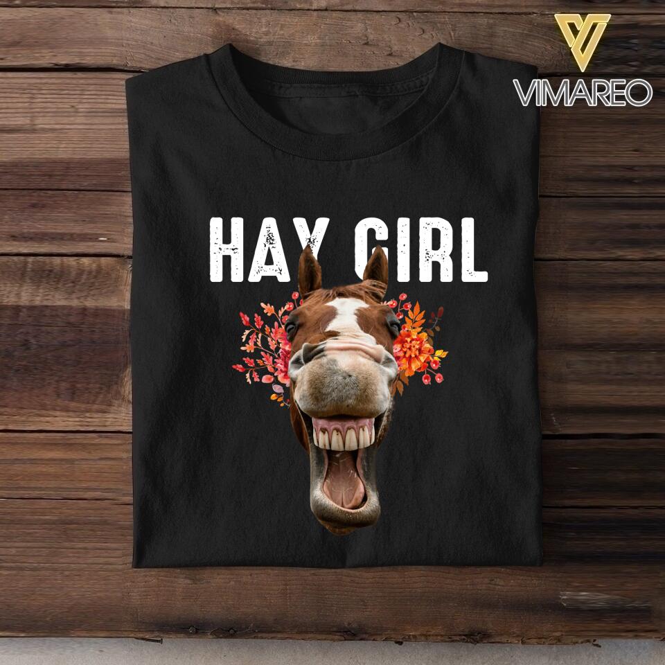 PERSONALIZED HAY GIRL HORSE FACE TSHIRT QTDT0905