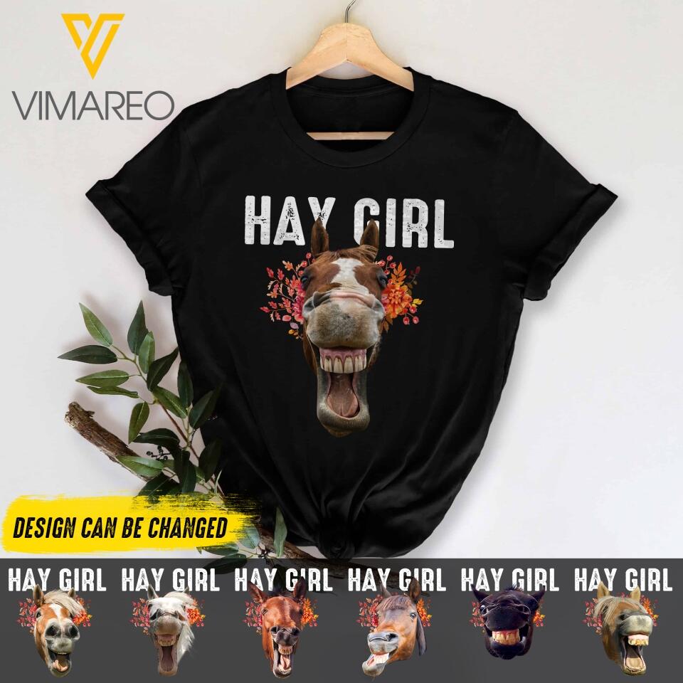 PERSONALIZED HAY GIRL HORSE FACE TSHIRT QTDT0905