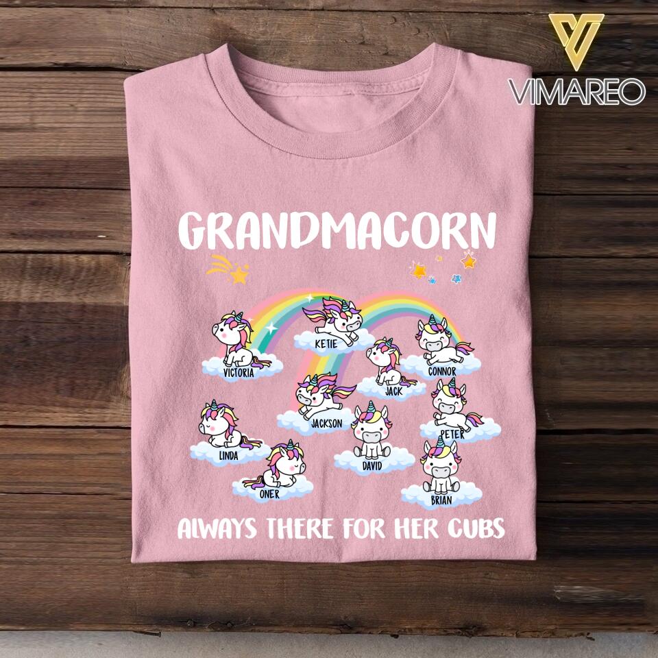 Personalized Grandmacorn Kid Name Tshirt Printed QTHC1305