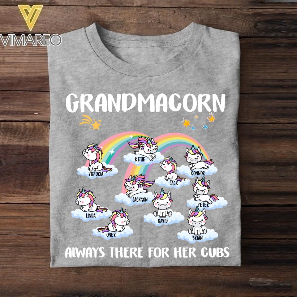 Personalized Grandmacorn Kid Name Tshirt Printed QTHC1305