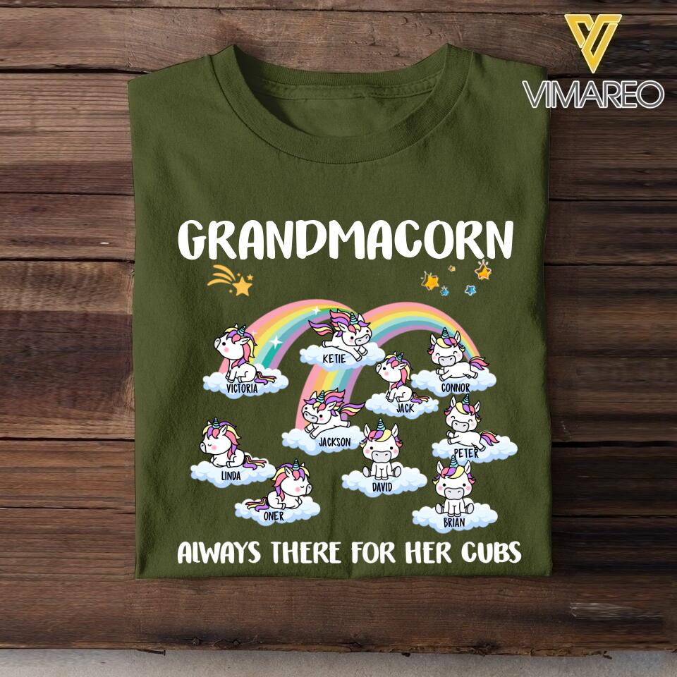 Personalized Grandmacorn Kid Name Tshirt Printed QTHC1305