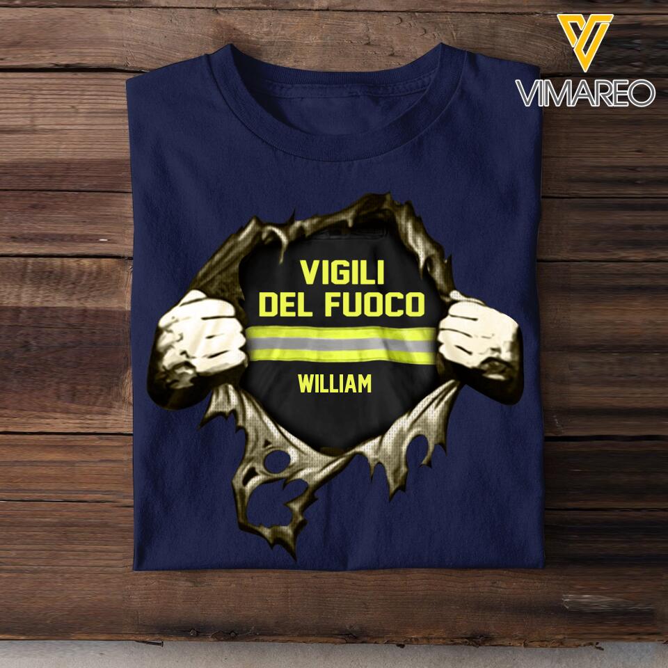 Personalized Italian Firefighter Tshirt Printed 22MAY-HQ13