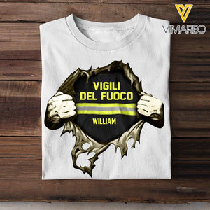 Personalized Italian Firefighter Tshirt Printed 22MAY-HQ13