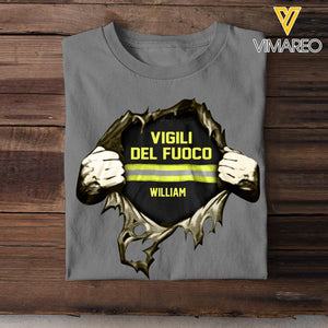 Personalized Italian Firefighter Tshirt Printed 22MAY-HQ13