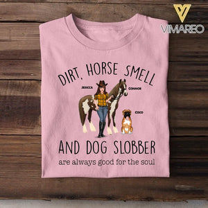 Personalized Dirt, Horse Smell And Dog Slobber Horse Tshirt Printed QTHC1805