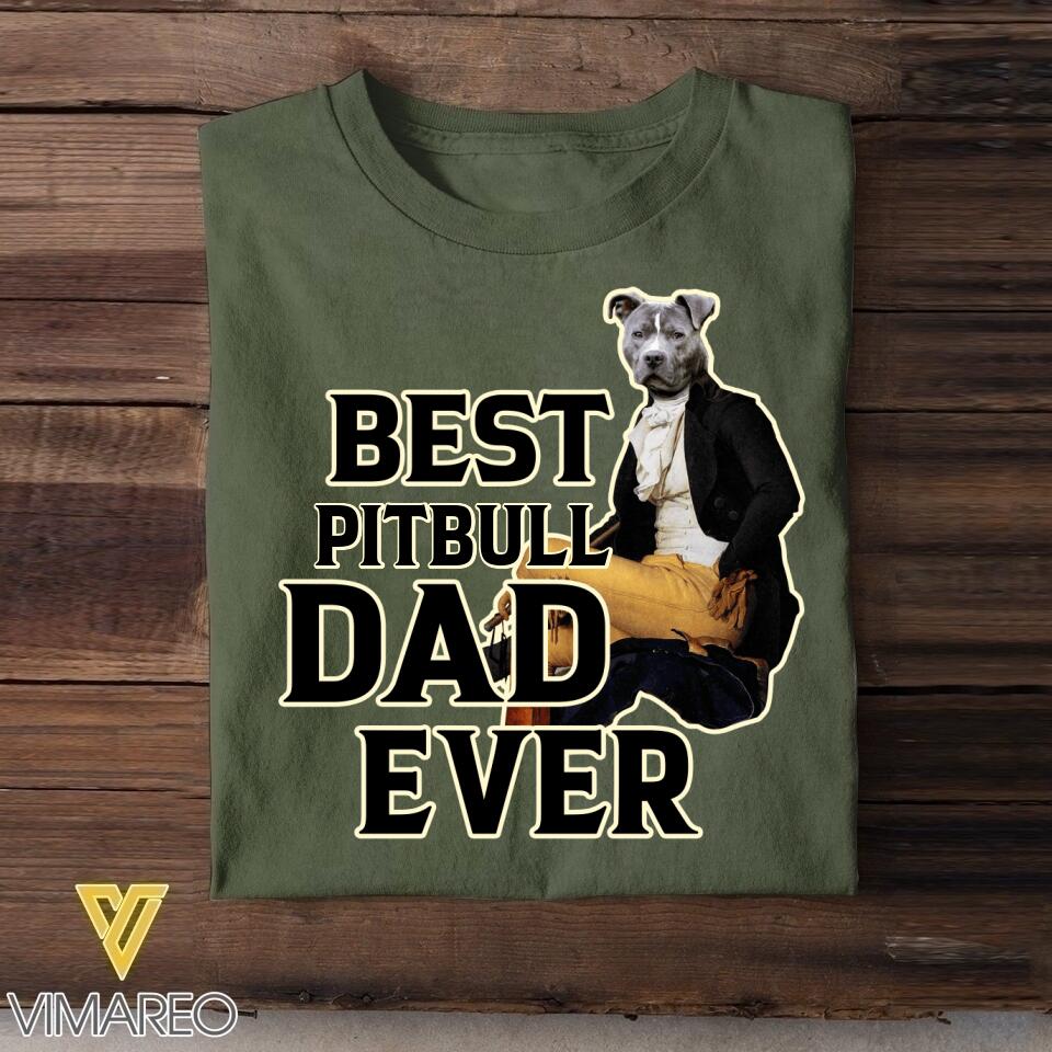 Personalized Best Pitbull Dad Ever Upload Photo Tshirt Printed QTDT1905