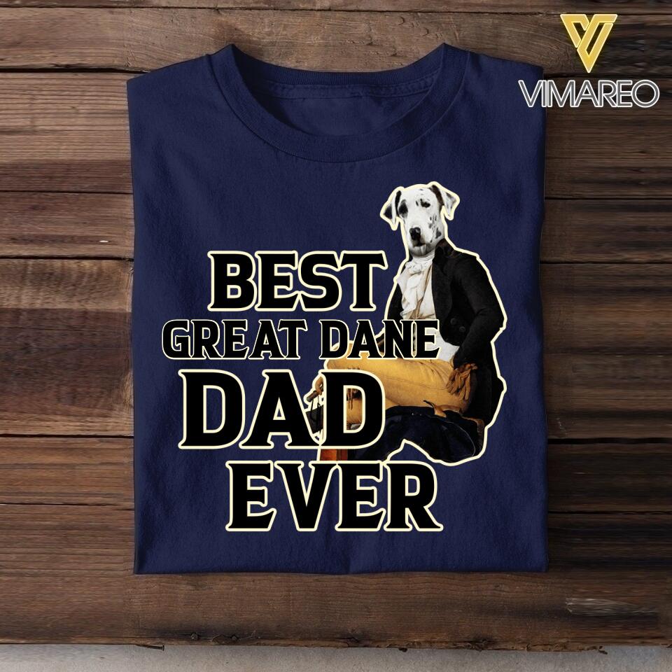 Personalized Best Great Dane Dad Ever Upload Photo Tshirt Printed QTDT1905