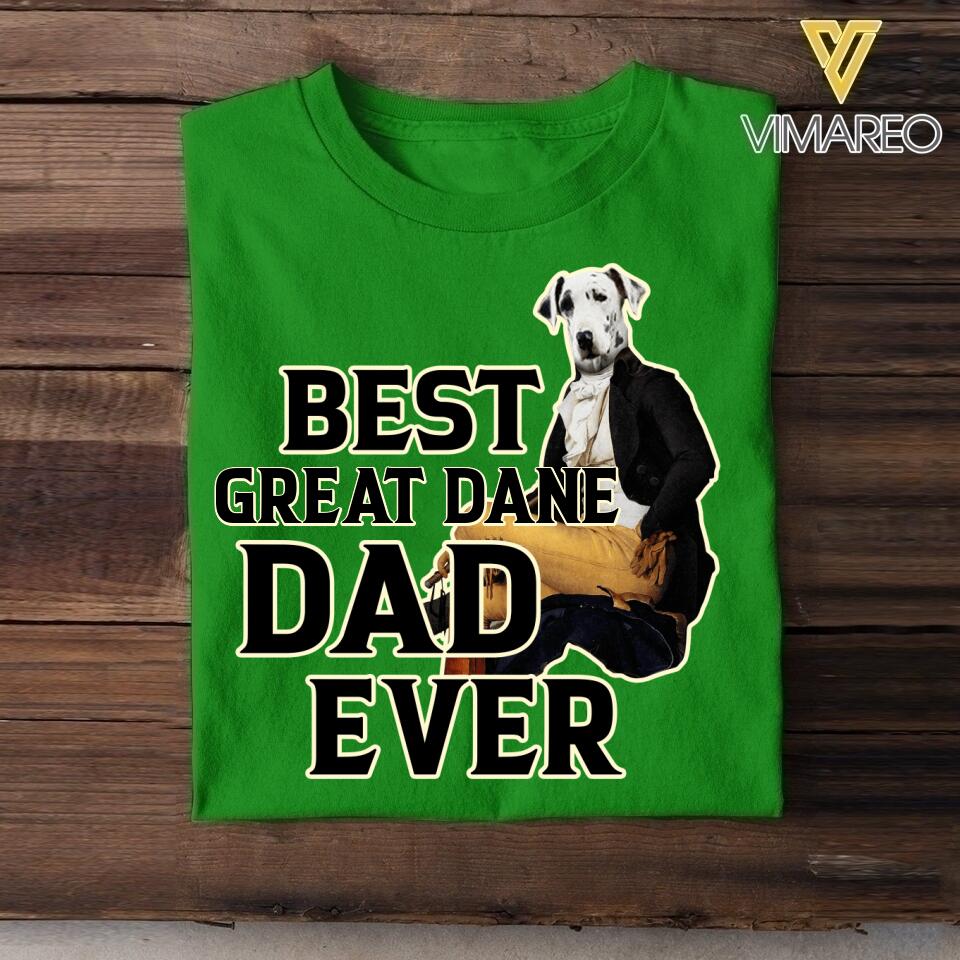 Personalized Best Great Dane Dad Ever Upload Photo Tshirt Printed QTDT1905