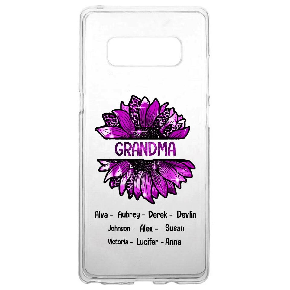 PERSONALIZED GRANDMA KID NAME SUNFLOWER SILICON PHONECASE QTTN2105