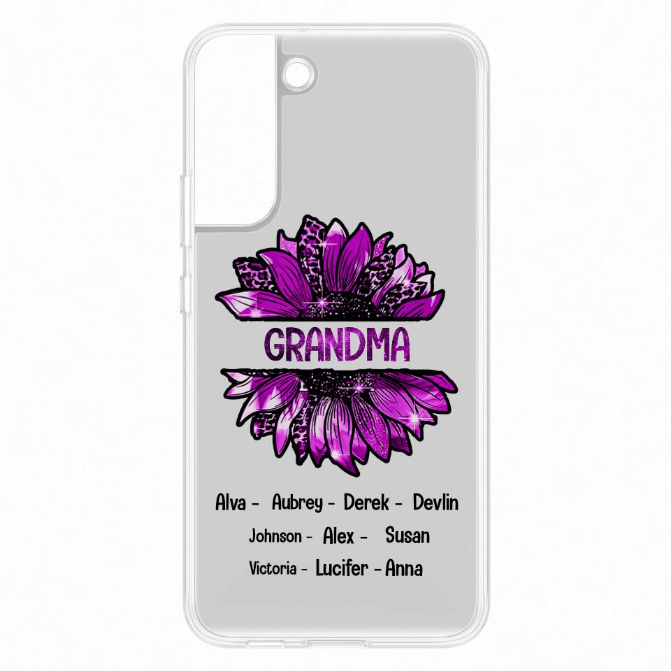 PERSONALIZED GRANDMA KID NAME SUNFLOWER SILICON PHONECASE QTTN2105