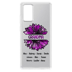 PERSONALIZED GRANDMA KID NAME SUNFLOWER SILICON PHONECASE QTTN2105