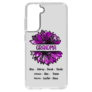 PERSONALIZED GRANDMA KID NAME SUNFLOWER SILICON PHONECASE QTTN2105