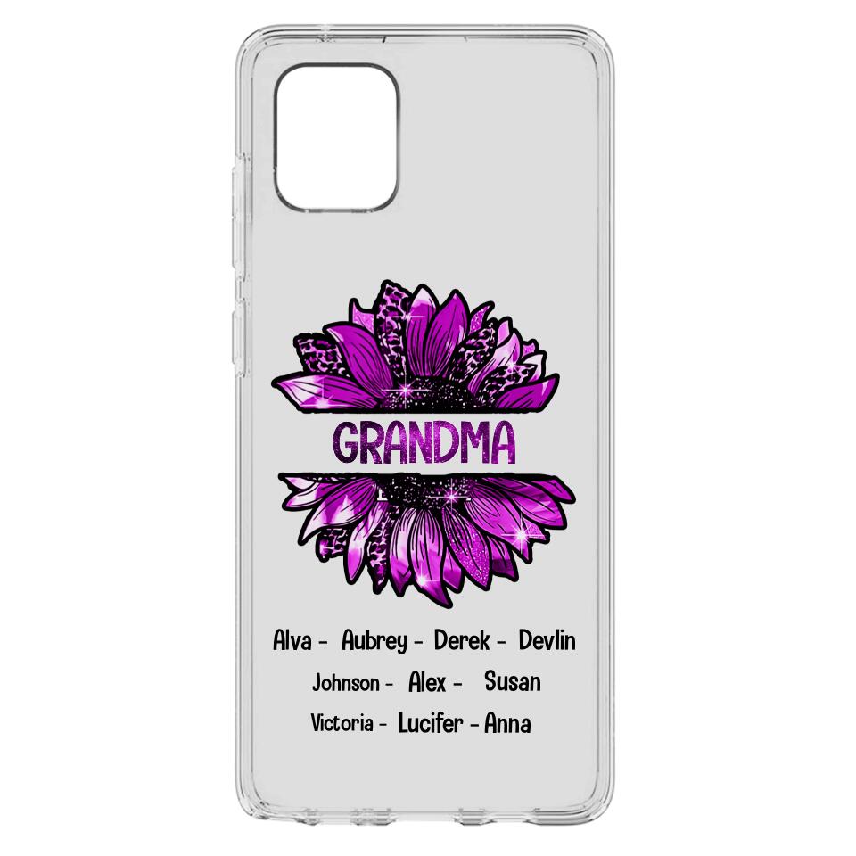 PERSONALIZED GRANDMA KID NAME SUNFLOWER SILICON PHONECASE QTTN2105