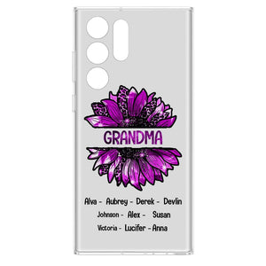 PERSONALIZED GRANDMA KID NAME SUNFLOWER SILICON PHONECASE QTTN2105